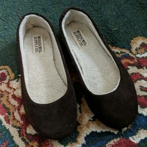 Brown Suede Fleece-lined Flats